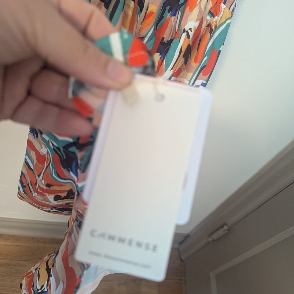 NWT Commense Multi Color Print Cami Midi Dress Bo… - image 11